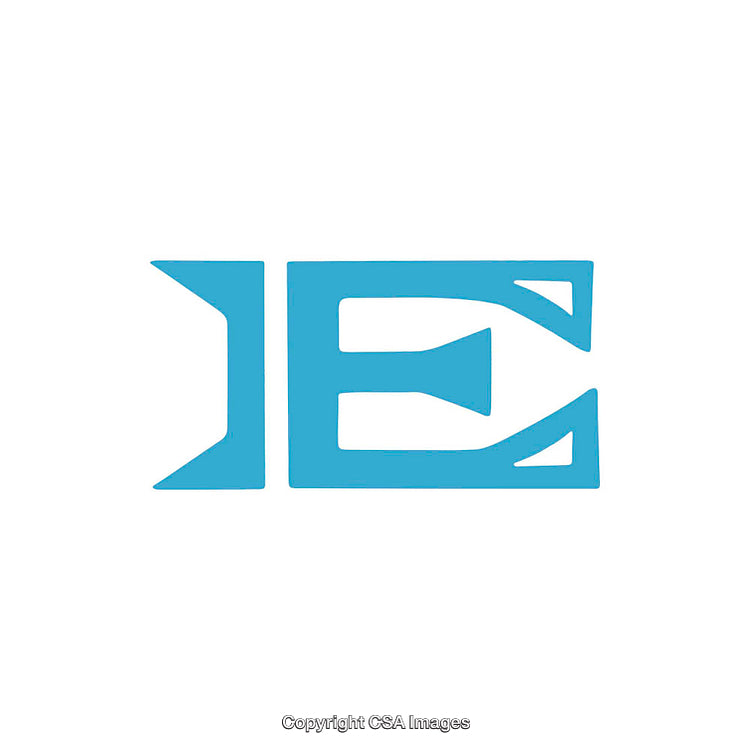 Blue Stylized Letter E Illustration on a White Background