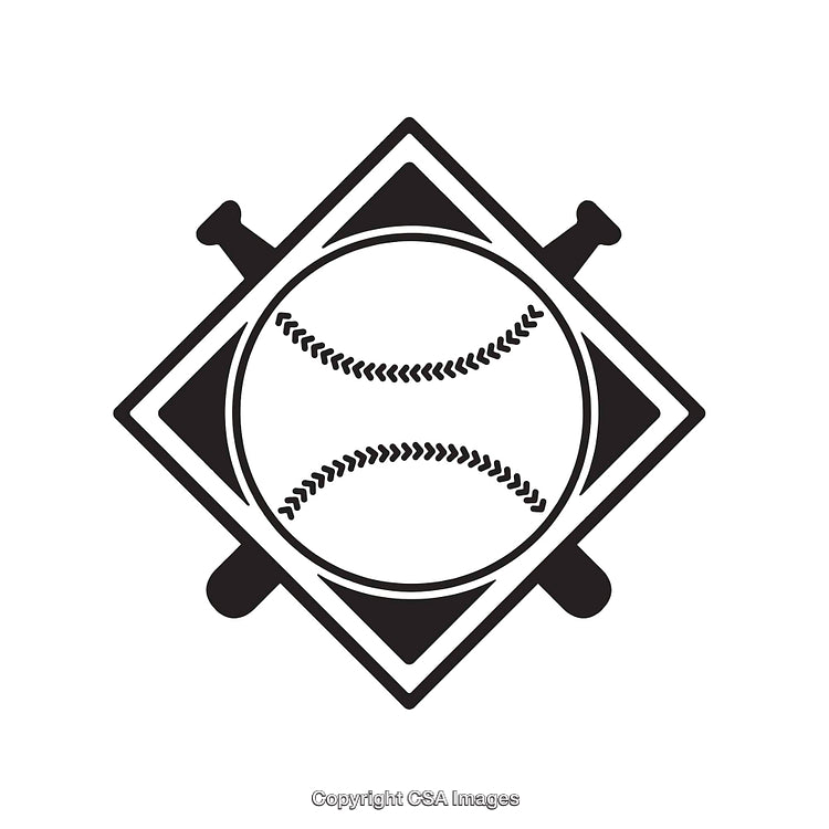 Black and White Baseball Logo With Bats and Ball Illustration