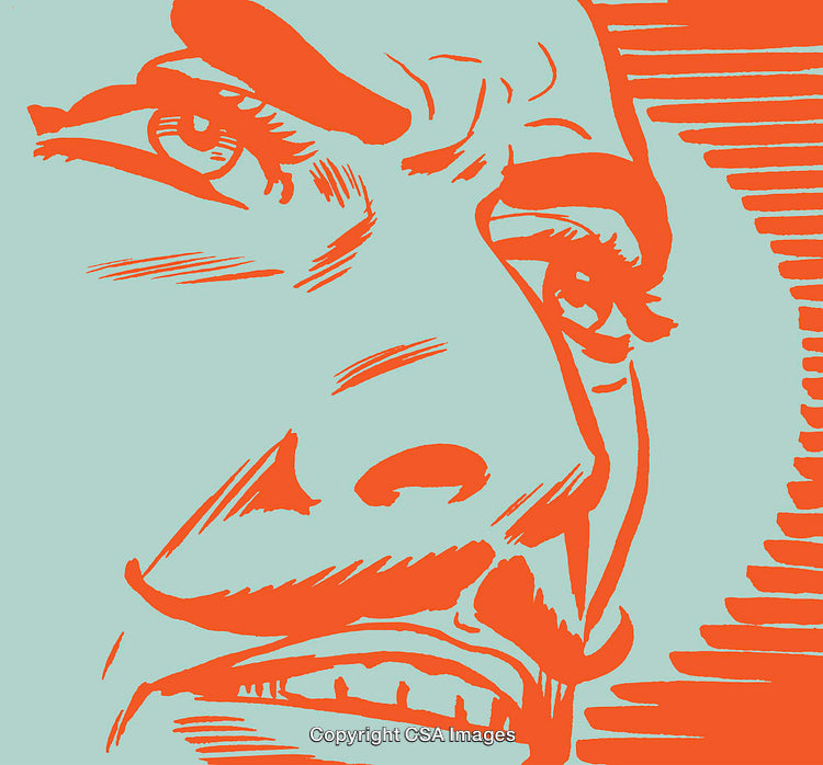 Orange Abstract Portrait In Pop Art Style On Light Blue Background