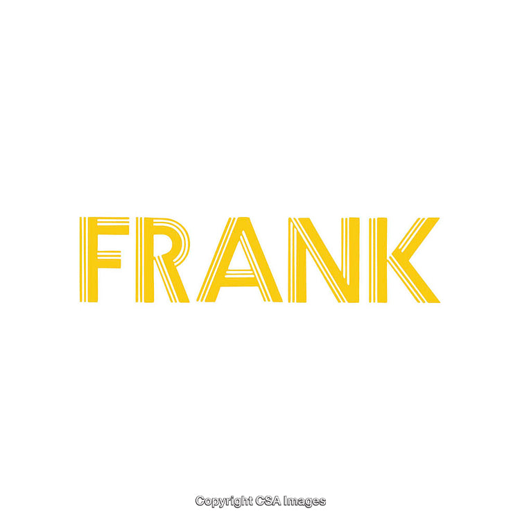 Yellow Text Art Featuring the Word 'Frank' on White Background
