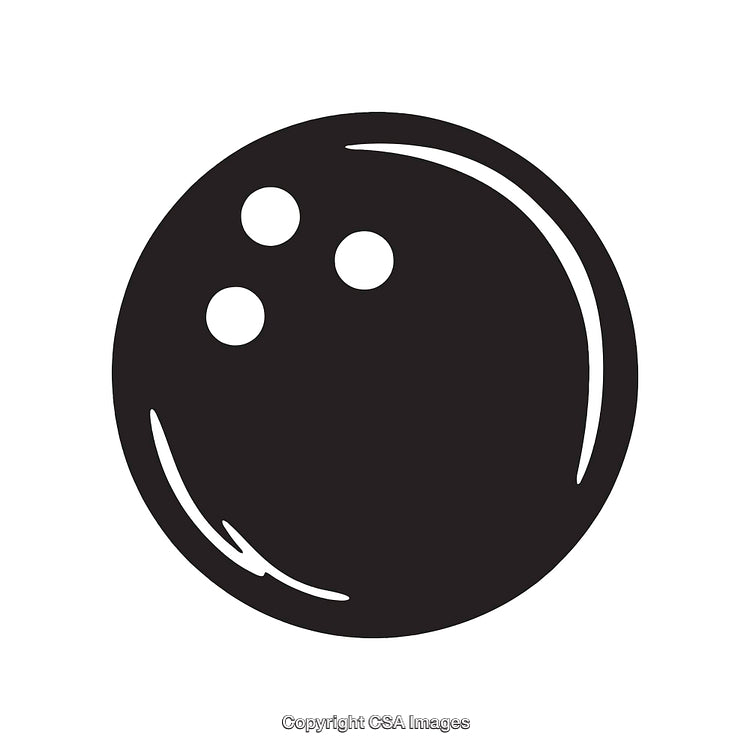 Minimalistic Black and White Illustration of a Classic Bowling Ball