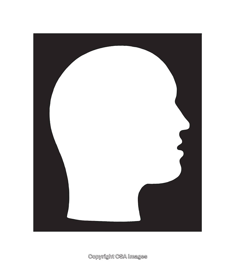 Silhouette Profile of a Human Head in Black and White Art