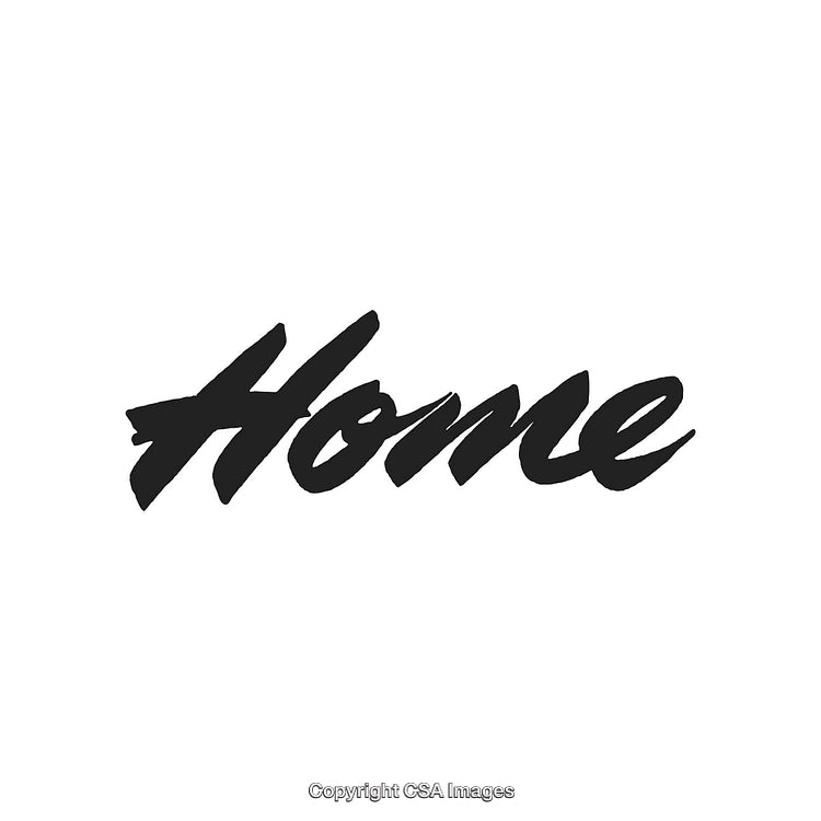 Stylized Handwritten Text Spelling Home On a White Background