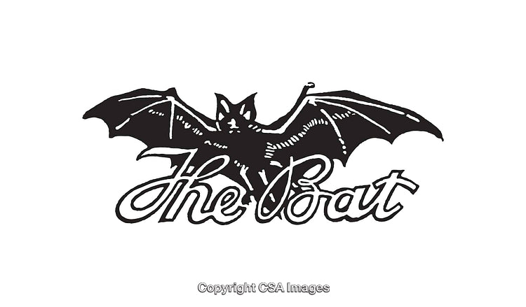 Black And White Illustration of a Bat With Retro Styled Text