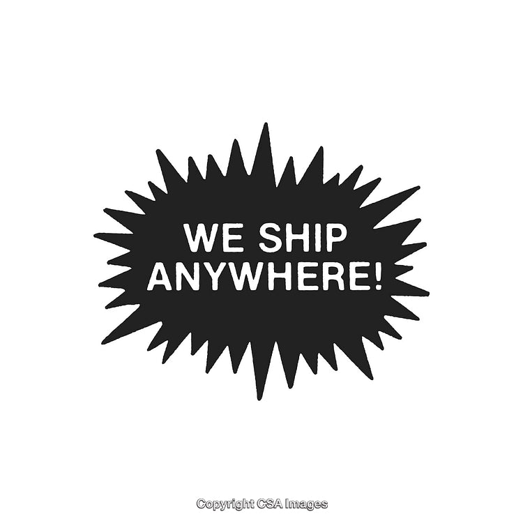 Black Starburst Design Promoting Global Shipping Services With Clear Bold Text