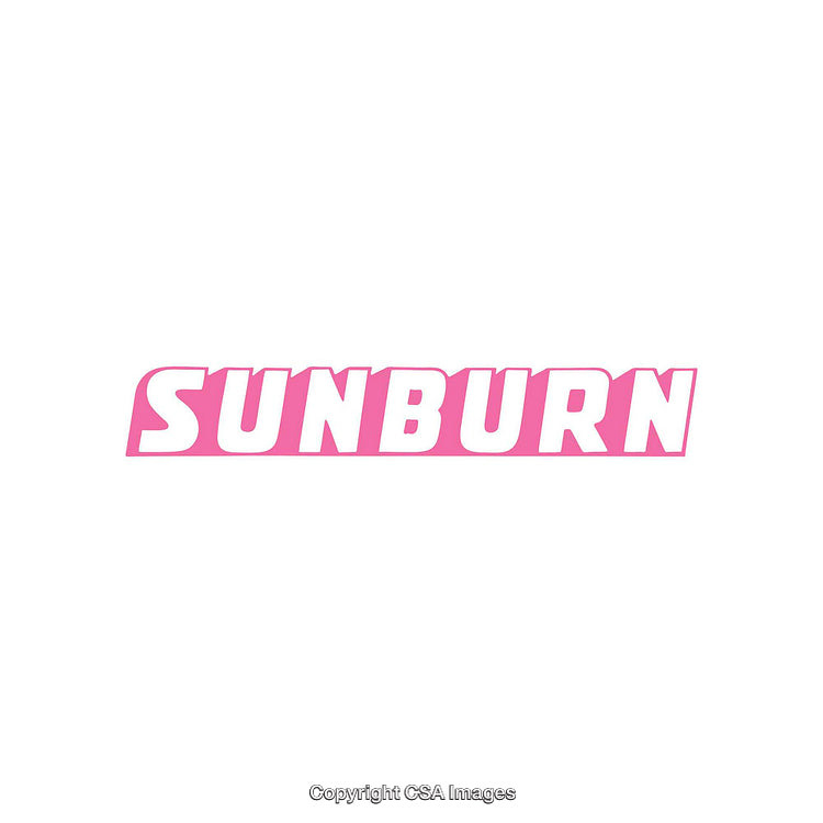 Bold Pink Typography Displaying the Word Sunburn on White Background