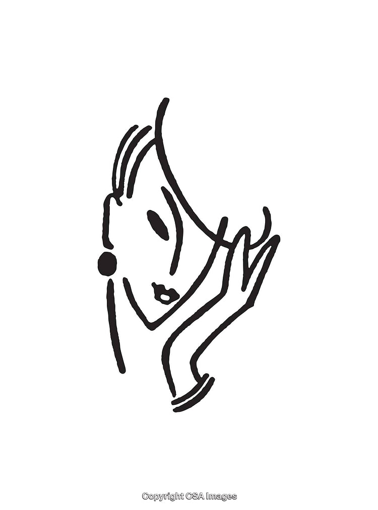 Elegant Black and White Line Art Illustration of Woman's Face