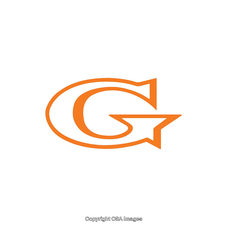Orange Stylized Letter G With Arrow Design on White Background
