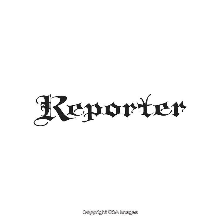 Elegant Gothic Style Calligraphy Featuring the Word Reporter on White Background