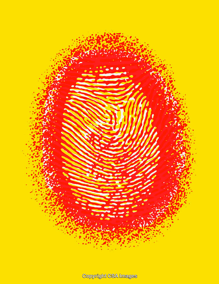 Colorful Abstract Fingerprint Illustration Isolated on Yellow Background