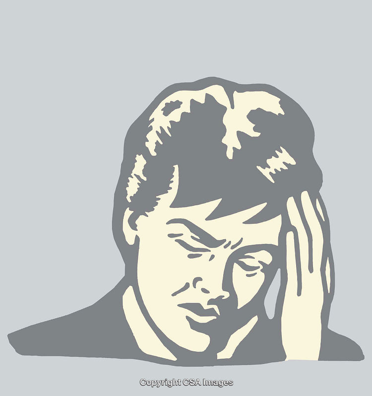Illustrated Portrait of a Pensive Individual Reflecting Deep in Thought