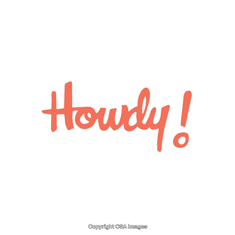 Vibrant Handwritten Howdy Text on Minimal White Background