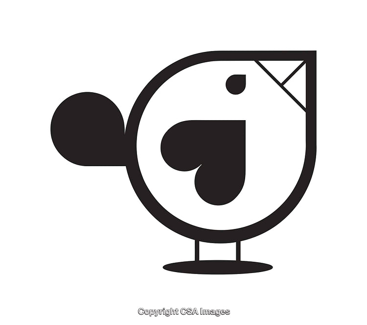 Simple Black And White Bird Icon With Stylish Heart Form