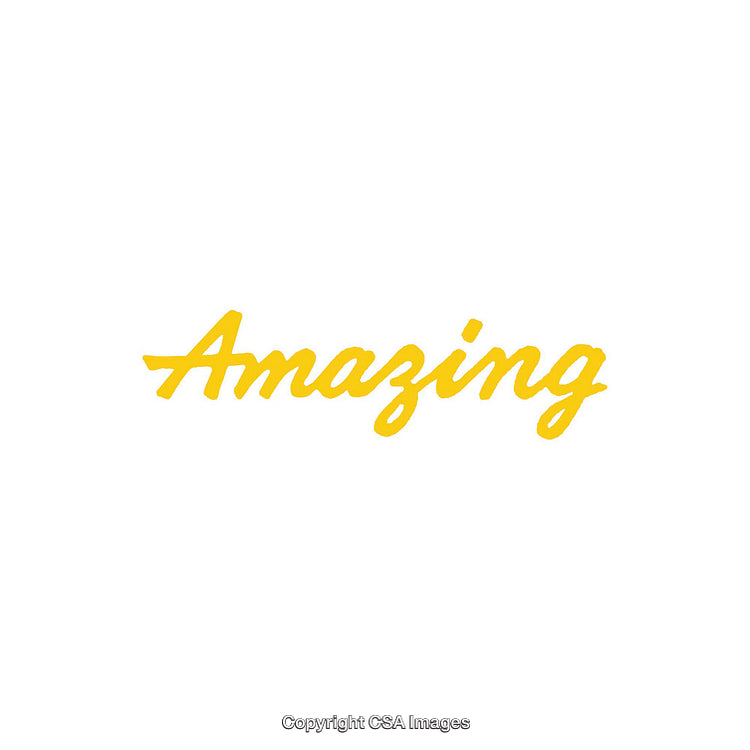 Stylish Yellow Script Typography Saying 'Amazing' on a White Background