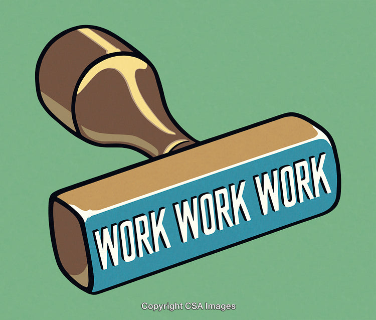 Vintage Rubber Stamp Illustration With Repetitive Work Motivational Message