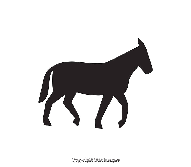 Silhouette of a Donkey in Black on a White Background