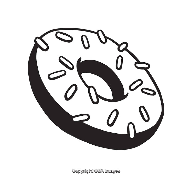 Black And White Donut Line Art Illustration With Sprinkles
