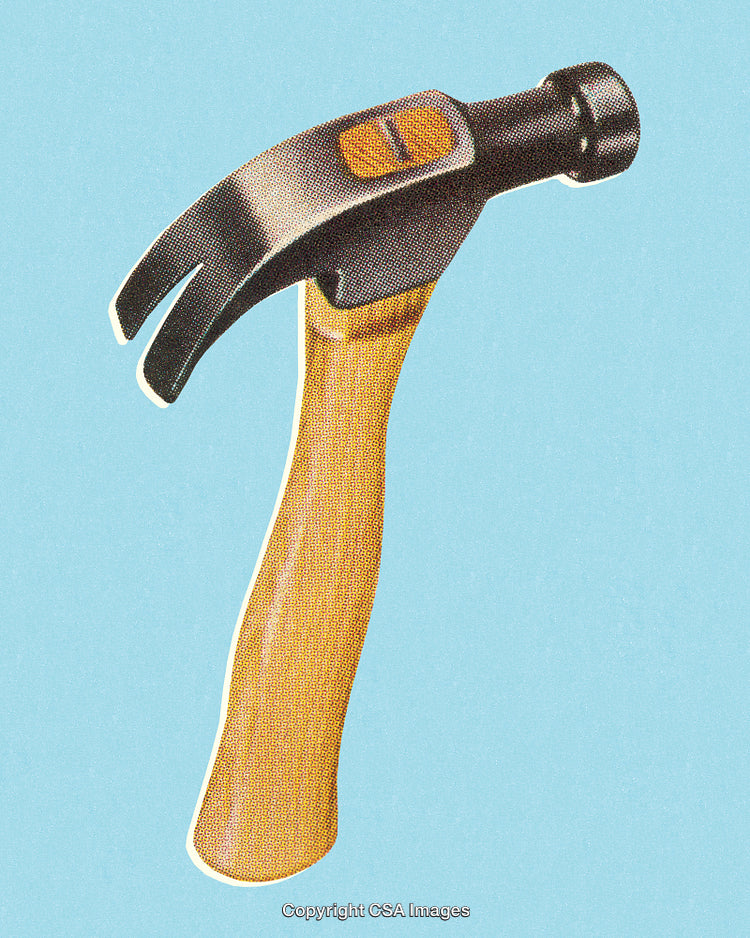 Vintage Hammer on Blue Background Represents Tools and Construction Concepts