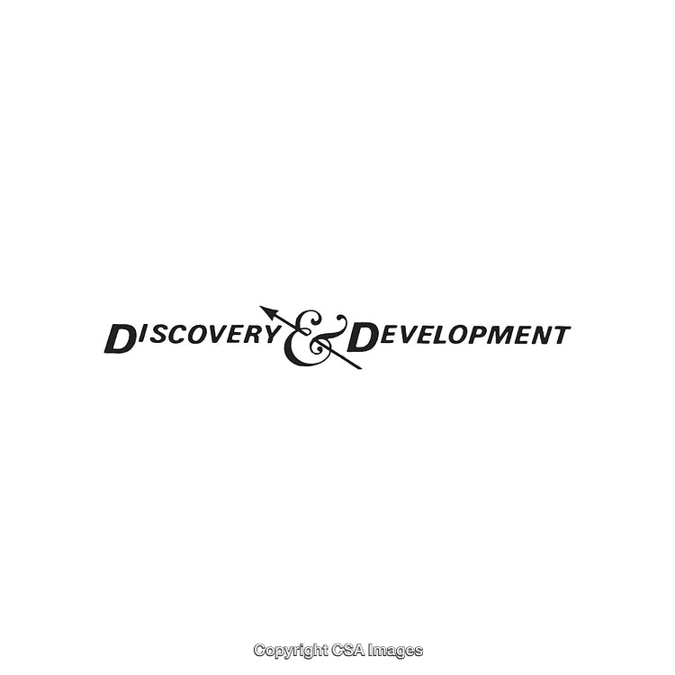 Creative Business Logo Featuring 'Discovery & Development' Text with Arrow Design