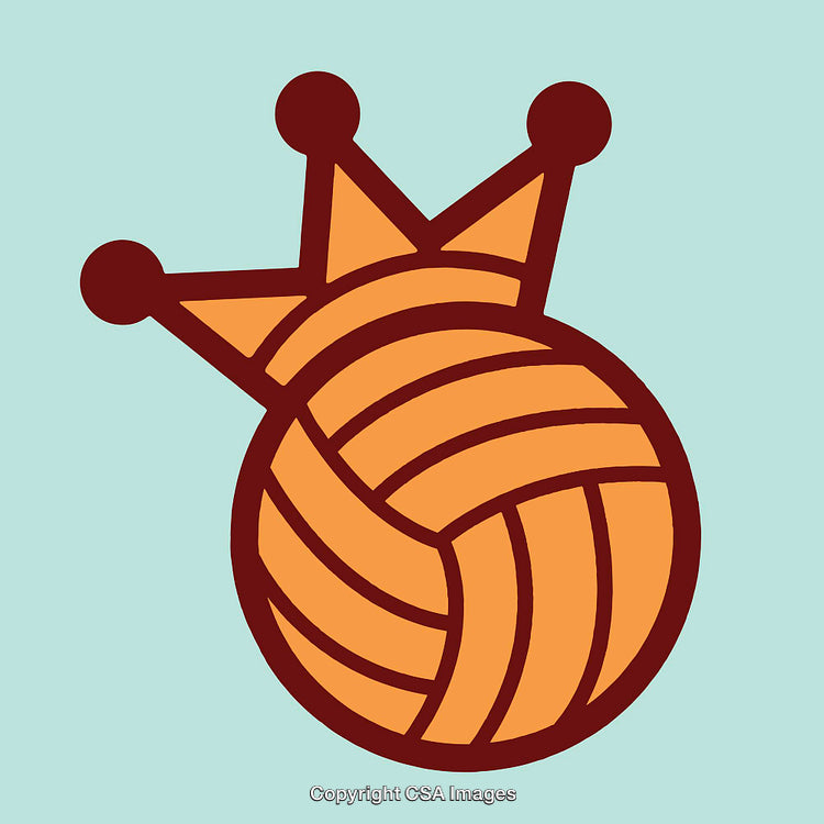 Orange Ball of Yarn with Crown Line Art Illustration