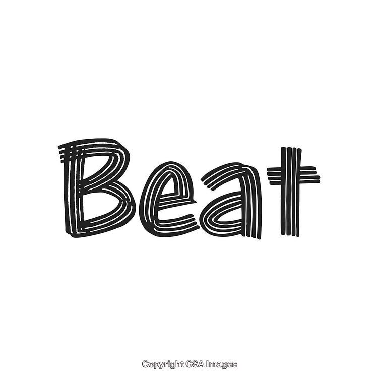 Hand-Drawn Text Artwork Featuring the Word 'Beat' in Black on White