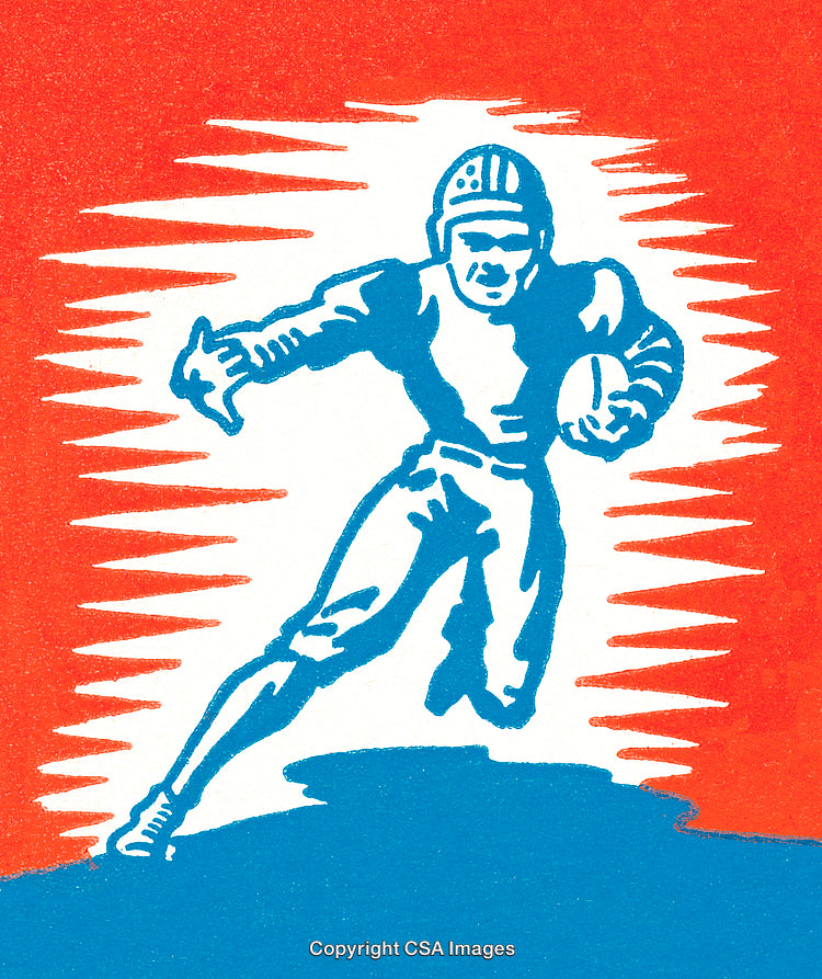 Retro Illustration of a Football Player in Dynamic Action Pose