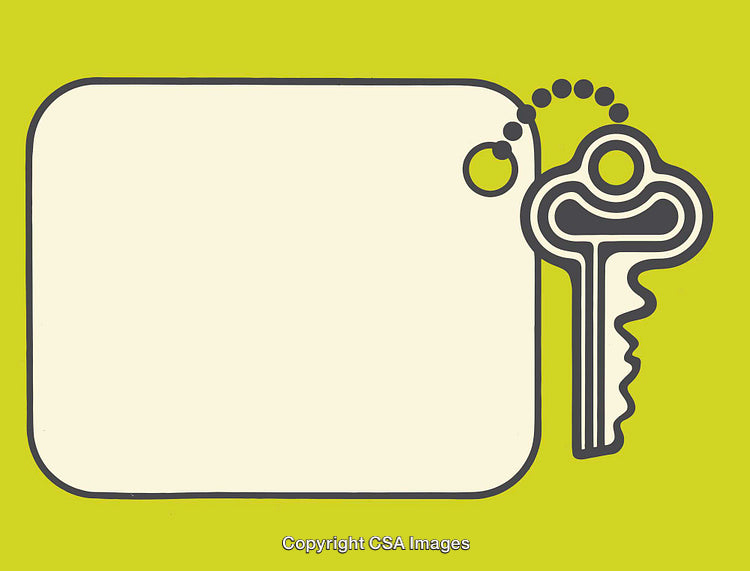 Illustration of a Key and Blank Tag in Vibrant Color Design