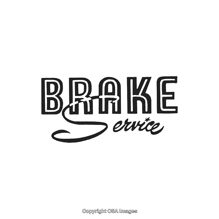 Black and White Retro-Style Brake Service Sign with Elegant Typography