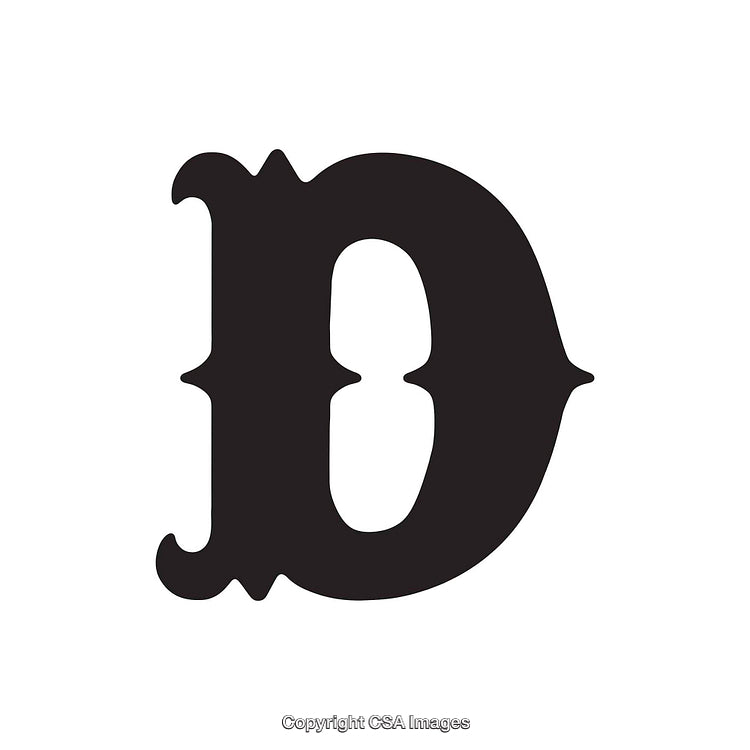 Decorative Serif Letter D Isolated on a White Background