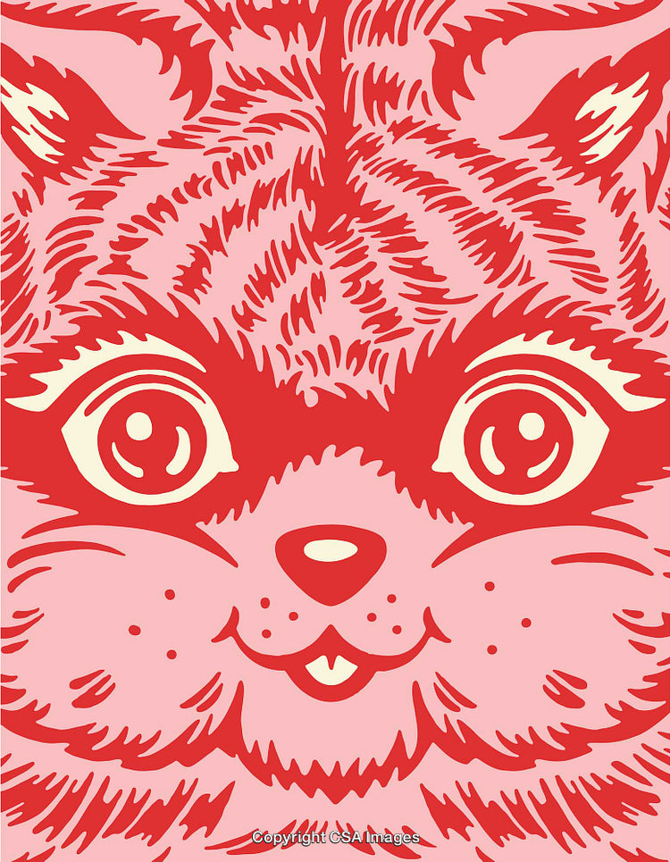 Colorful Line Art Illustration of a Cheerful Cat Face Close-Up
