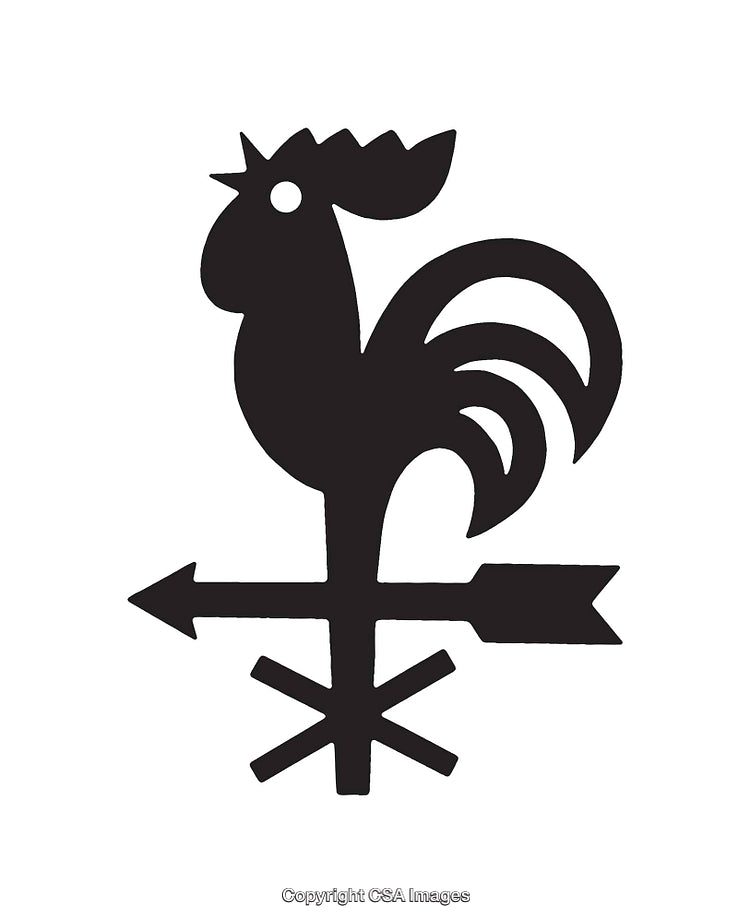 Black and White Silhouette of a Rooster Weathervane Icon
