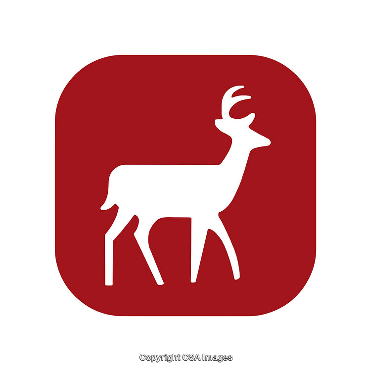 Deer Silhouette Icon on a Vibrant Red Background