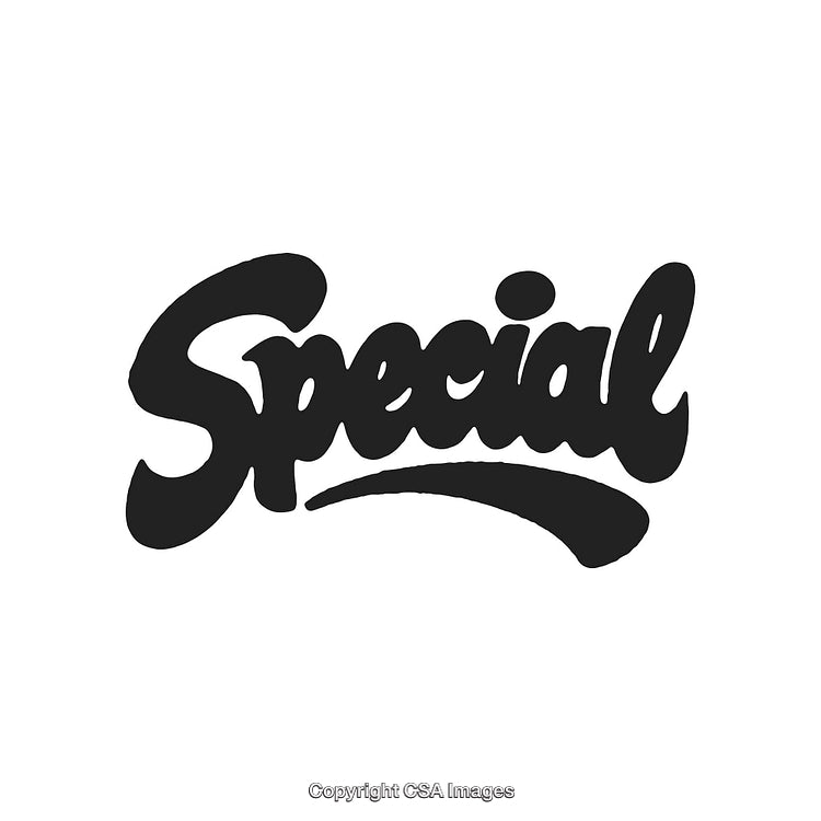 Bold Script Typography Featuring the Term Special in Black on White