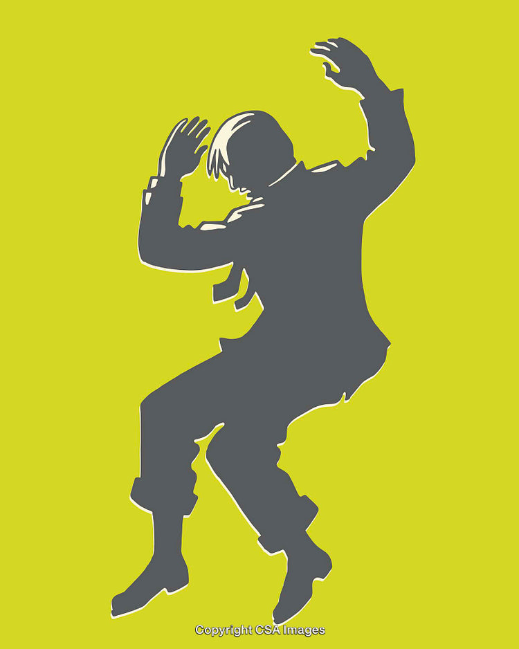 Silhouette Illustration of a Dynamic Gesture on a Vibrant Background