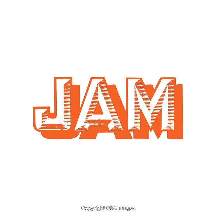 Bold Orange JAM Text with Vintage Font Design on White Background