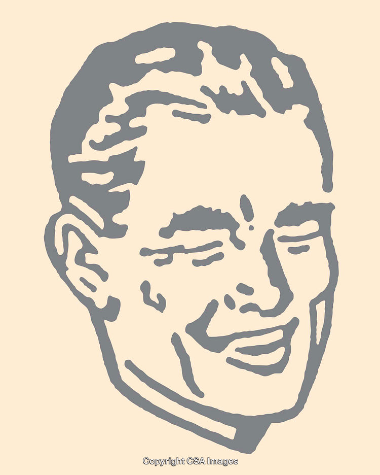 Stylized Retro Line Art Illustration of a Smiling Person