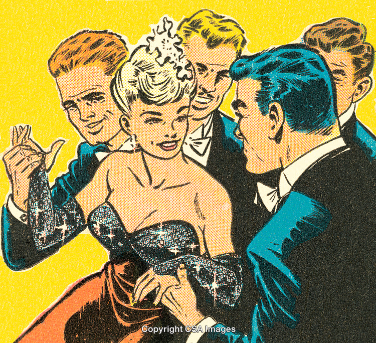 Vintage Comic Book Illustration of a Glamorous Party Scene