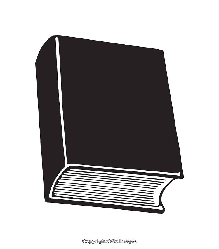 Black and White Line Art Illustration of a Closed Book