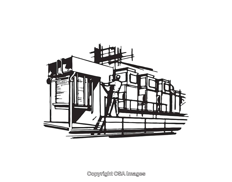 Black and White Line Art of Urban Construction Scene