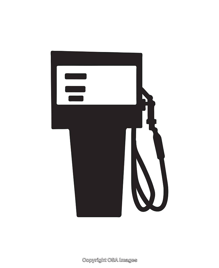 Black and White Fuel Pump Icon for Gasoline Services Design
