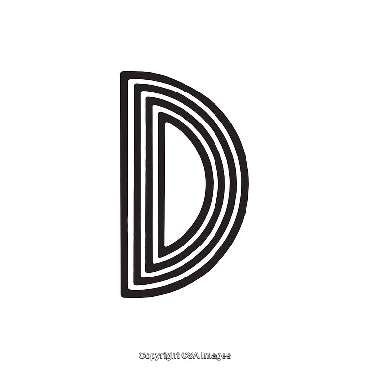 Minimalist Artistic Representation of the Letter D in Black and White