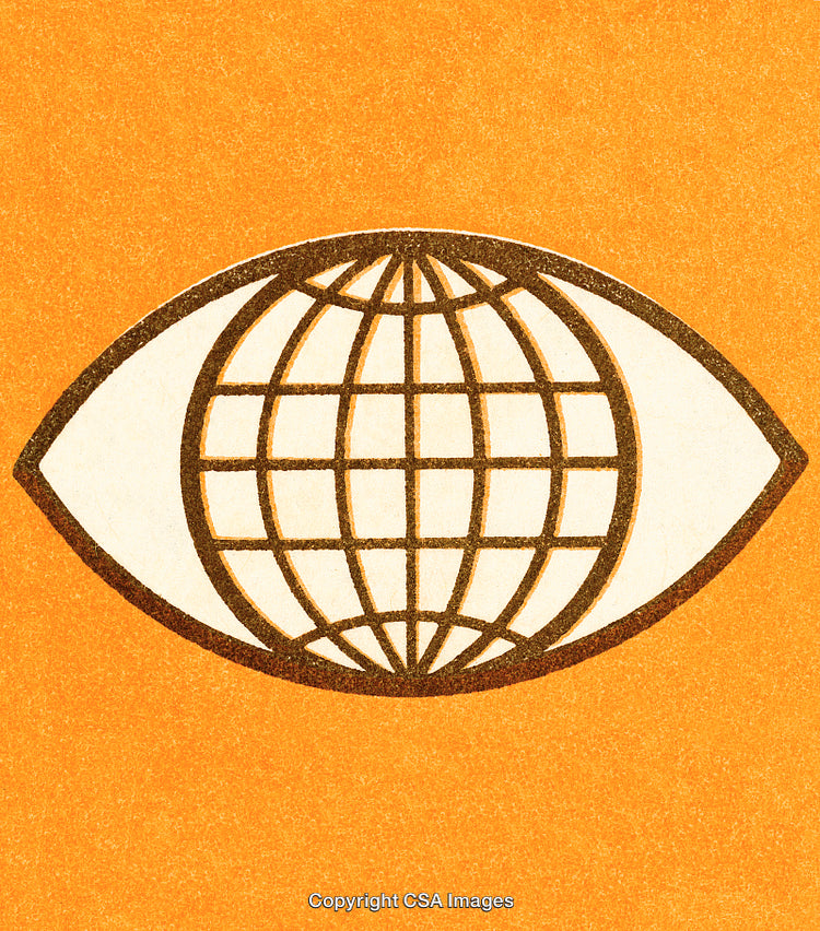 Eye Shaped Globe Symbol With Abstract Orange Background
