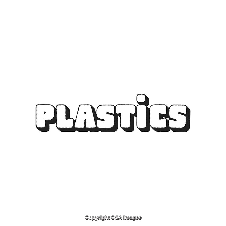 Black and White Text Design Featuring the Word 'Plastics' in Bold Font