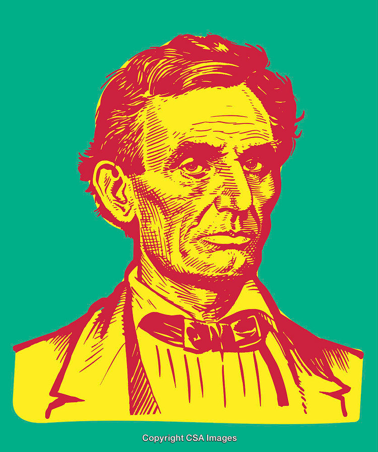 Color Line Art Portrait of a Historical Figure on Green Background
