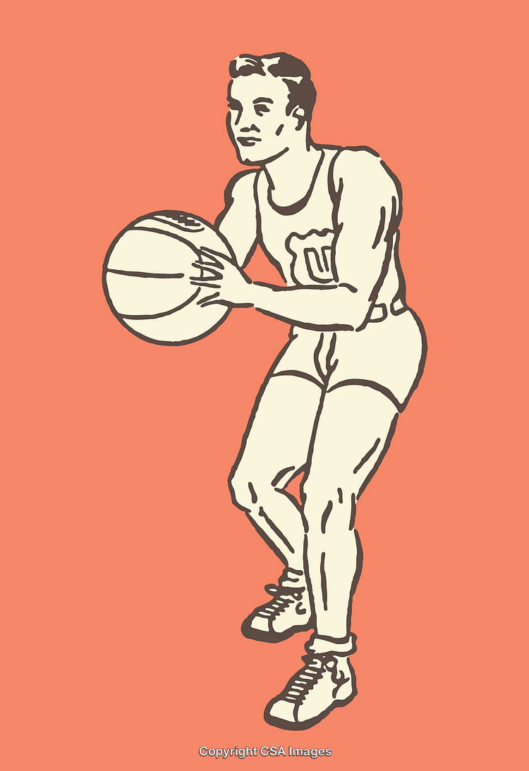 Vintage Illustration of a Basketball Player in Action