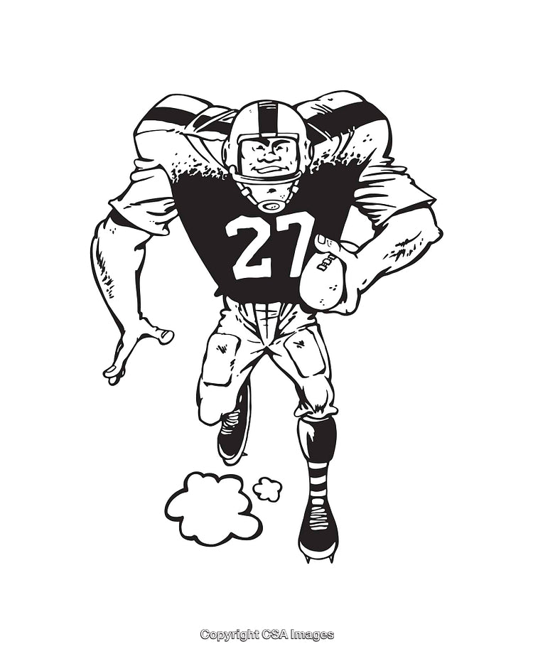 Dynamic Black and White Line Art of a Football Player in Action