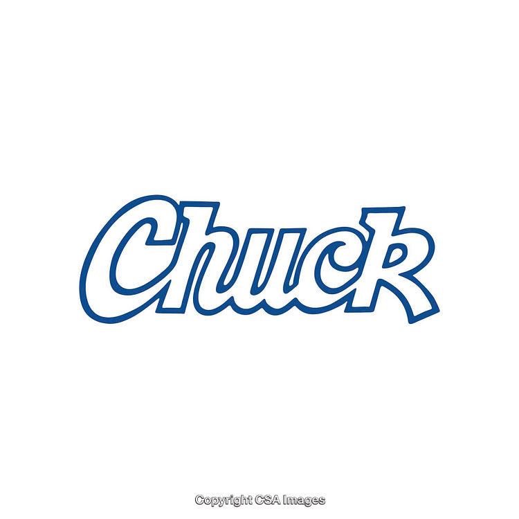 Stylish Blue Script Logo Text Featuring the Name Chuck