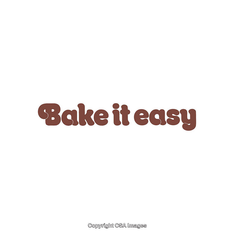 Curved Brown Font Displaying 'Bake It Easy' on White Background