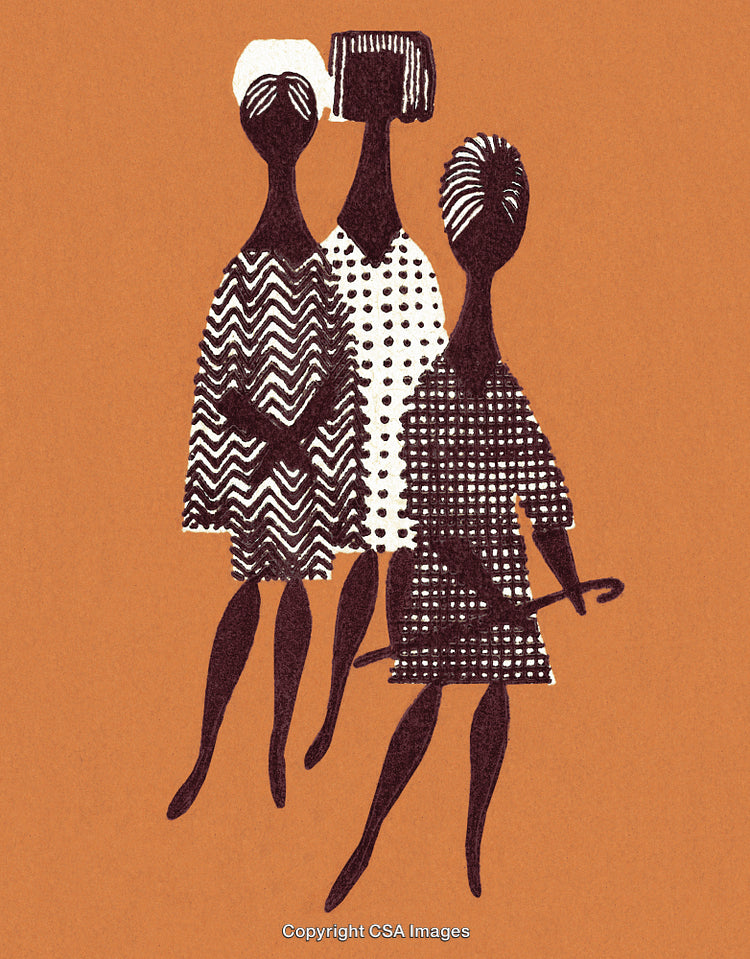 Abstract Illustration of Geometric Figures with Artistic Patterns on Orange Background