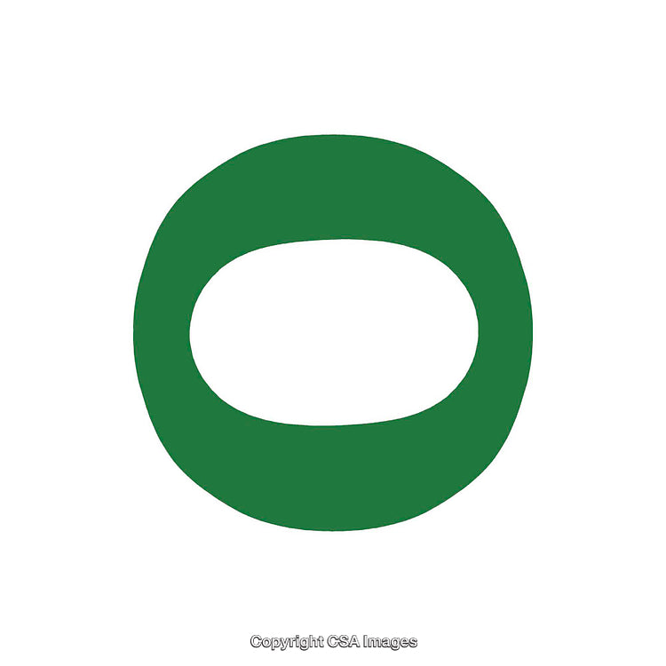 Typography Design of Green Letter O on White Background